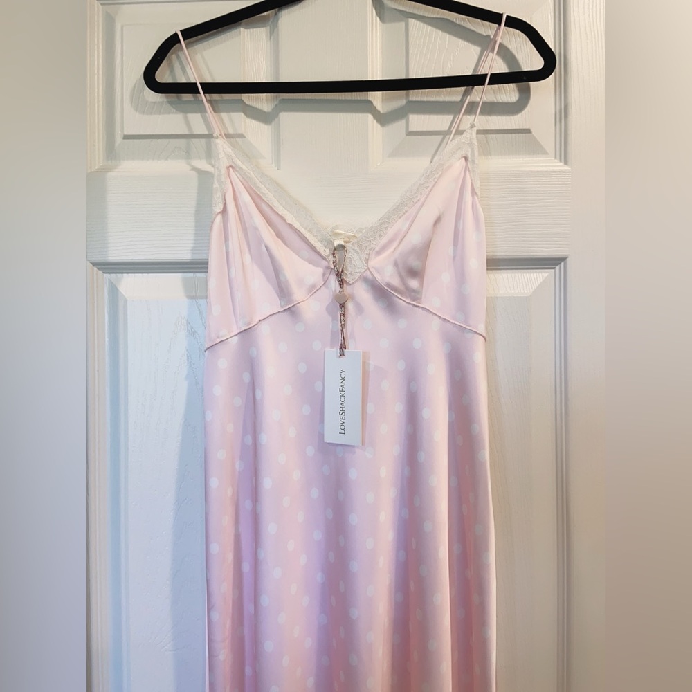 NWT $545 LoveShackFancy Manuela Satin Polka Dot Maxi Slip Dress - Picture 7 of 9